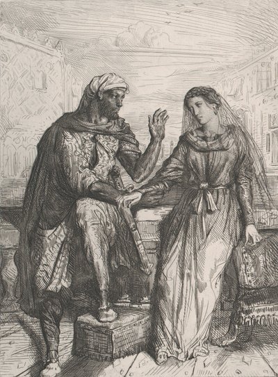 Hon tackade mig: tavla 2 från Othello Act 1, Scene 3, 1844. av Théodore Chassériau