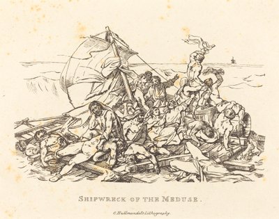 Meduses skeppsbrott av Théodore Gericault and Nicolas Toussaint Charlet