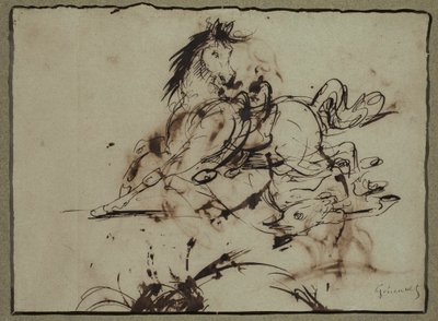 Tillskriven Théodore Géricault - Skrämd häst, mellan slutet av 1700-talet och början av 1800-talet av Theodore Gericault