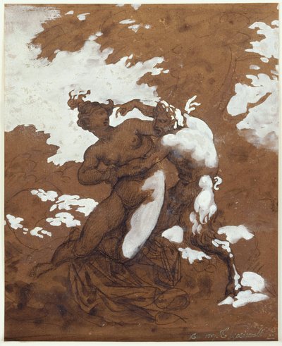 Satyr och nymf av Theodore Gericault