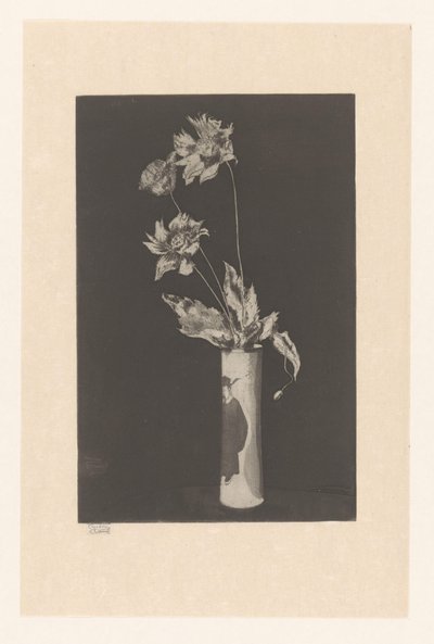 中国をモチーフにした花瓶の花 ラ・チャイニーズ・ウェディッシュ av Théodore Roussel (signed by artist)