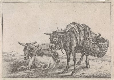Två mulor av Théodorus van Kessel