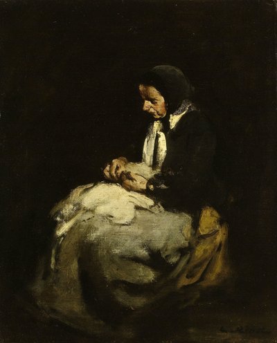 Kvinna som syr av Théodule Augustin Ribot