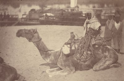 [ En nordafrikansk man på en kamel vid Nilens strand] av Théodule Devéria