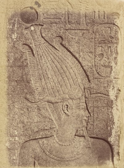Närbild av en skulptur (profil av ett huvud), Karnak av Théodule Devéria
