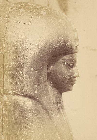 Närbild av drottningen Aah-Hoteps sarkofag (profil) av Théodule Devéria