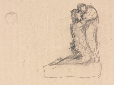 Skiss av två figurer som omfamnar verso. av Auguste Theodule Ribot