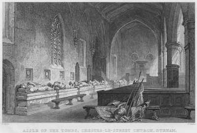 Gravkoret, Chester-Le-Street Church, Durham (gravyr) av Thomas (after) Allom