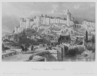 Castle of Chinon, Indre-et-Loir (gravyr) av Thomas (after) Allom