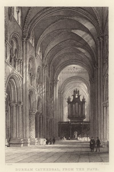Durham Cathedral, från Nave (gravyr) av Thomas (after) Allom