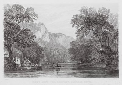 Färja över Derwent, Matlock Bath (gravyr) av Thomas (after) Allom