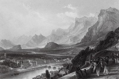 Grenoble, från fästningen (gravyr) av Thomas (after) Allom