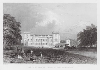 Grimsthorpe Castle, Lincolnshire (gravyr) av Thomas (after) Allom