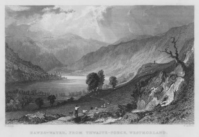 Hawes-Water, från Thwaite-Force, Westmorland (gravyr) av Thomas (after) Allom