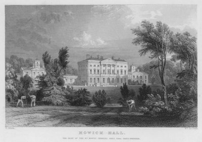 Howick Hall, säte för Charles Grey, Earl Grey, Premier (gravyr) av Thomas (after) Allom