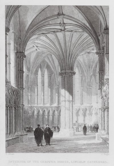 Interiör av Chapter House, Lincoln Cathedral (gravyr) av Thomas (after) Allom