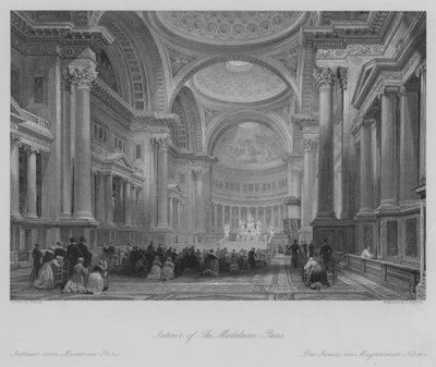 Interiör av Madeleine, Paris (gravyr) av Thomas (after) Allom