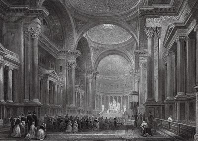 Interiör från Madeleine, Paris (gravyr) av Thomas (after) Allom