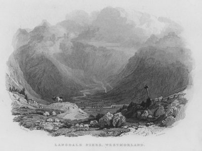 Langdale Pikes, Westmorland (gravyr) av Thomas (after) Allom