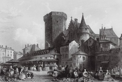 Marknadsplatsen, Angouleme (gravyr) av Thomas (after) Allom