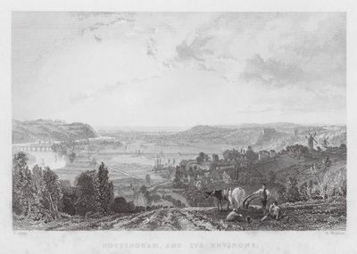 Nottingham och dess omgivningar (gravyr) av Thomas (after) Allom
