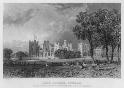 Raby Castle, Durham, säte för William-Harry Vane, hertig av Cleveland (gravyr) av Thomas (after) Allom