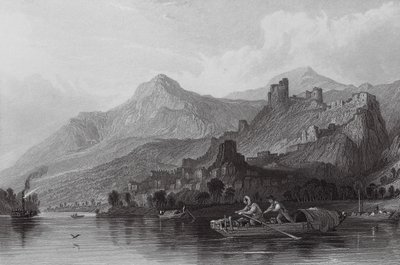 Rochemaure, vid Rhône (gravyr) av Thomas (after) Allom