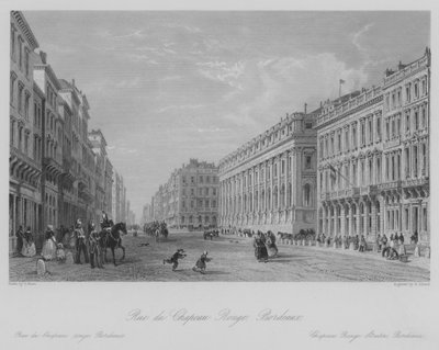 Rue du Chapeau Rouge, Bordeaux (gravyr) av Thomas (after) Allom
