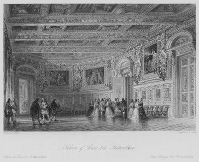 Saloon av Ludvig XIII, Fontainbleau (gravyr) av Thomas (after) Allom