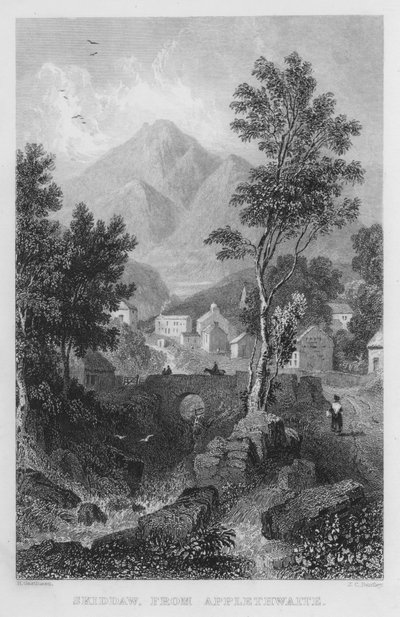 Skiddaw, från Applethwaite (gravyr) av Thomas (after) Allom
