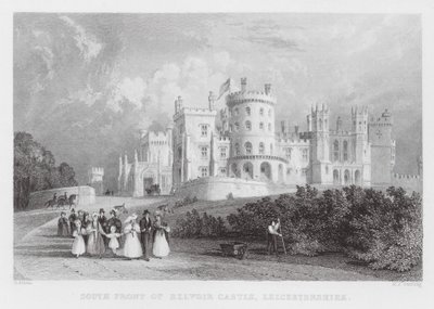 Södra fronten av Belvoir Castle, Leicestershire (gravyr) av Thomas (after) Allom