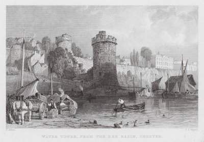 Water Tower, från Dee Basin, Chester (gravyr) av Thomas (after) Allom
