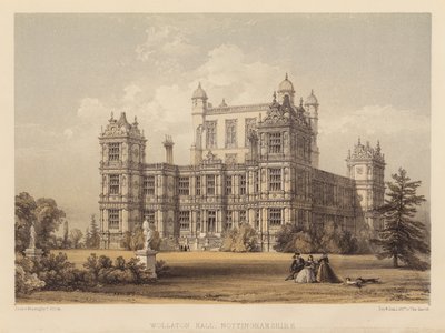Wollaton Hall, Nottinghamshire (akvatint) av Thomas (after) Allom