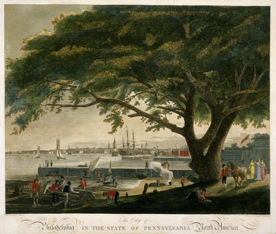 Staden Philadelphia i delstaten Pennsylvania, Nordamerika av Thomas (after) Birch