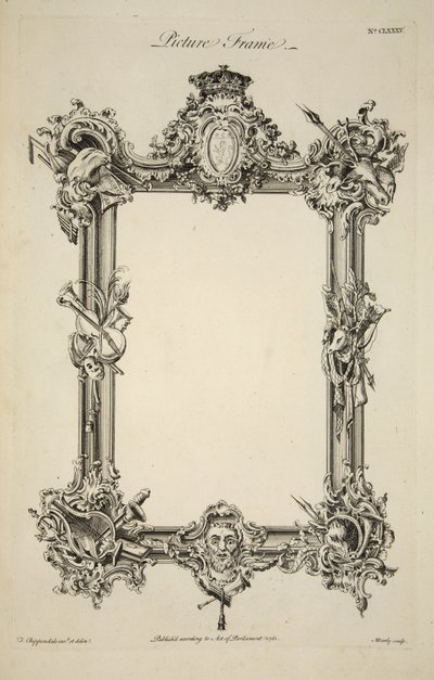 Design för en tavelram, pub. 1761 (gravyr) av Thomas (after) Chippendale