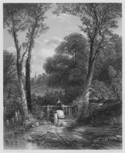 Vägen till kyrkan, från bilden i Vernon Gallery (gravyr) av Thomas (after) Creswick