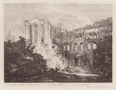 Rievaulx Abbey (gravyr) av Thomas (after) Girtin