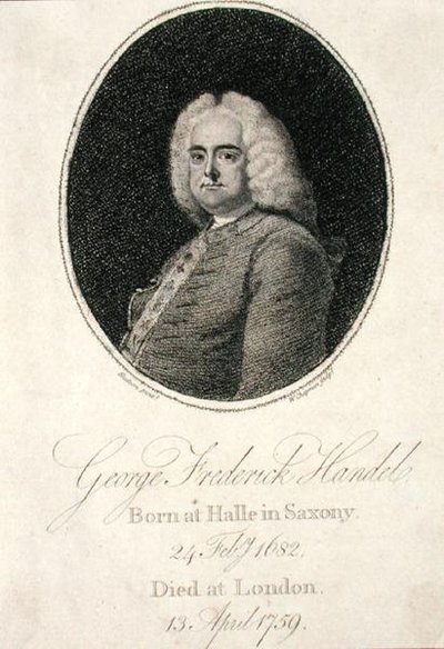 George Frederick Handel (1685-1759) graverad av W. Chapman (gravyr) av Thomas (after) Hudson