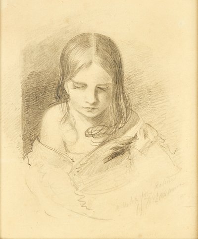 En skiss från naturen, sägs vara Ines Fletcher (penna) av Thomas (after) Lawrence