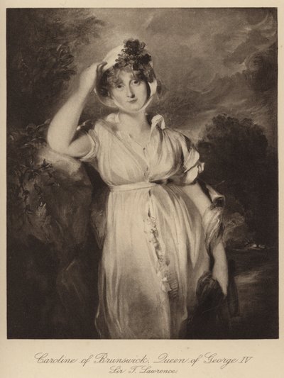 Caroline av Brunswick, drottning av kung George IV (gravyr) av Thomas (after) Lawrence