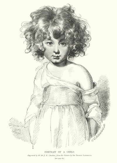 Porträtt av ett barn (gravyr) av Thomas (after) Lawrence