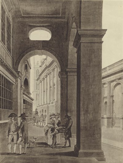 Bank of England från Royal Exchange Arcade av Thomas (after) Malton