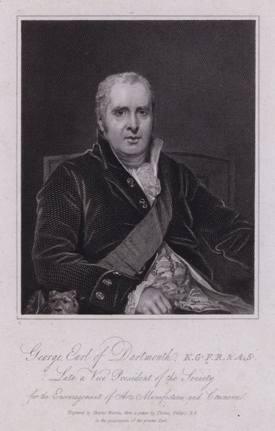 George Legge, 3:e Earl of Dartmouth, brittisk politiker och MP (gravyr) av Thomas (after) Phillips