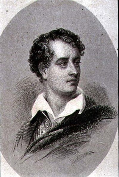 Porträtt av George, Lord Byron (1788-1824) (gravyr) av Thomas (after) Phillips