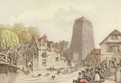 En ankajakt (litho i färg) av Thomas (after) Rowlandson