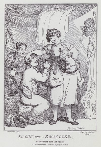 Rigga ut en smugglare (litho) av Thomas (after) Rowlandson