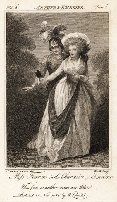 Miss Elizabeth Farren i rollen som Emeline i John Drydens Arthur and Emeline av Thomas (after) Stothard