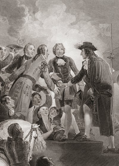 William, Prince of Orange (senare kung William III) landar i Brixham. (skriva ut) av Thomas (after) Stothard