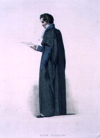 Eton Scholar, från "History of Eton College", en del av "History of the Colleges", graverad av J. Agar, pub. av R. Ackermann av Thomas (after) Uwins