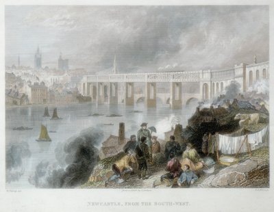 Newcastle-upon-Tyne från sydväst, c1850 av Thomas Abiel Prior
